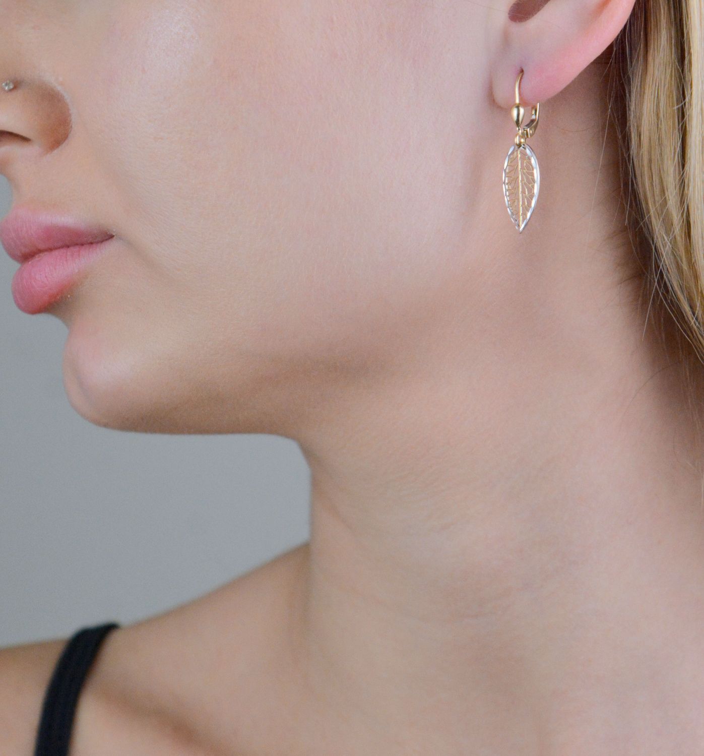 Kolczyki złote liść ażurowy próba 375, KL 8809 375 (2).jpg